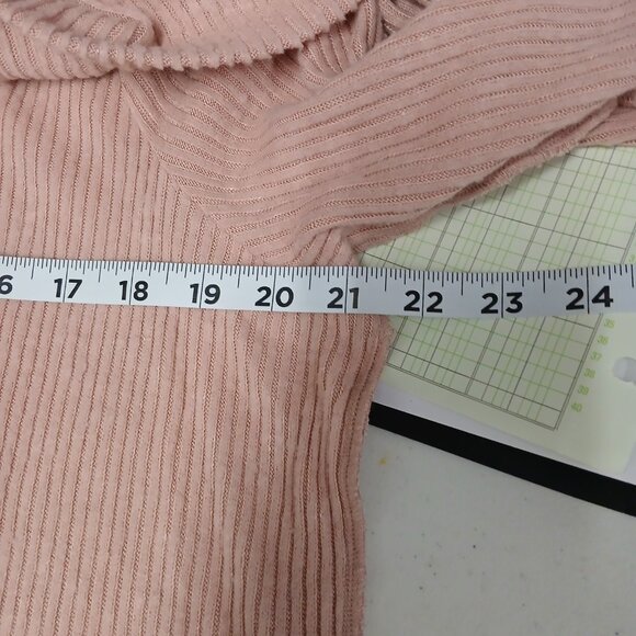UEC Maurice's Cowl Neck Cinch Shoulder Sweater Blush Pink Ribbed Coquette sz 1X - Picture 12 of 13